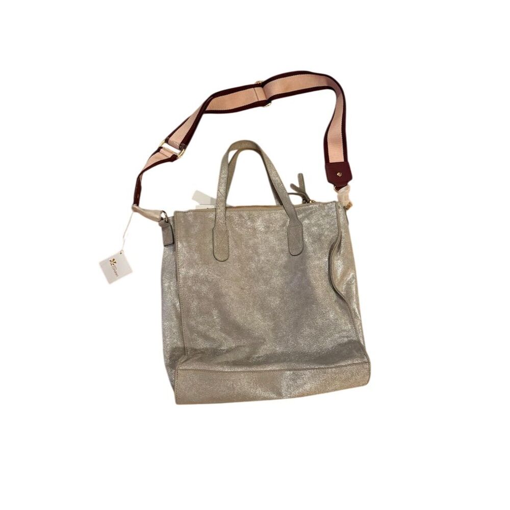 Erin Condren Silver Crossbody Bag with Pink Strap